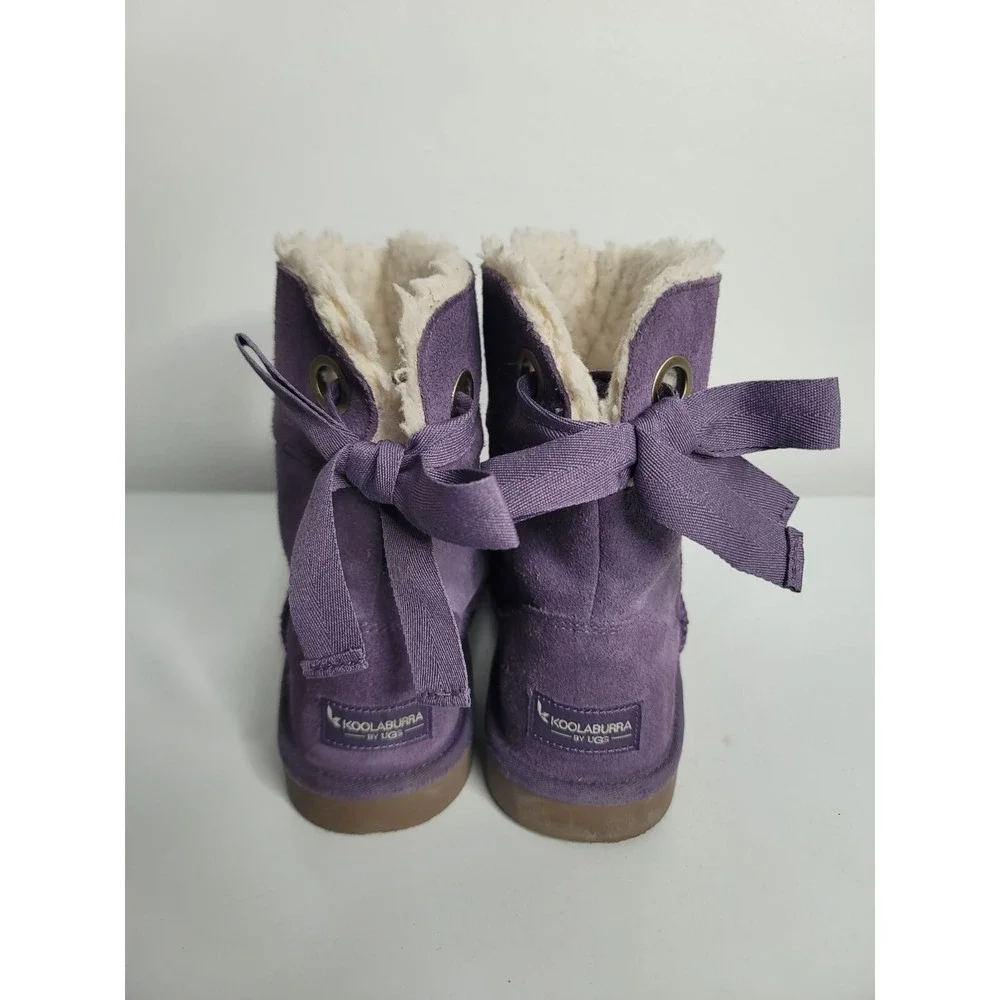 Koolaburra by UGG Kids Girls Size 3 Bow Tie Purple Andrah Short Boots #1108611